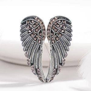 Rhinestone Angel Wings Brooch for Men and Women