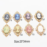 10Pcs Retro Beauty Head Rhinestone Bow DIY Alloy Clothing Hairpin Decoration