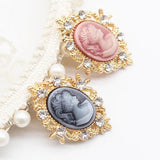 10Pcs Retro Beauty Head Rhinestone Bow DIY Alloy Clothing Hairpin Decoration