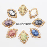 10Pcs Retro Beauty Head Rhinestone Bow DIY Alloy Clothing Hairpin Decoration