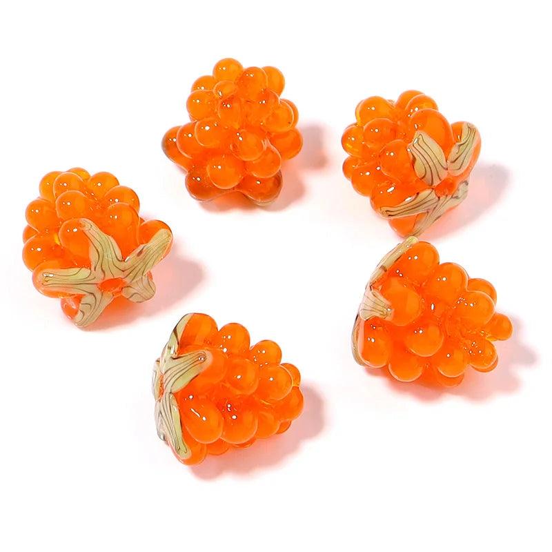 2pcs Raspberry Lampwork Beads Glass Fruit Beads for DIY Jewelry Making