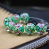 10Pcs 12mm 14mm Glass Lampwork Beads Flower Mix for Jewelry Making