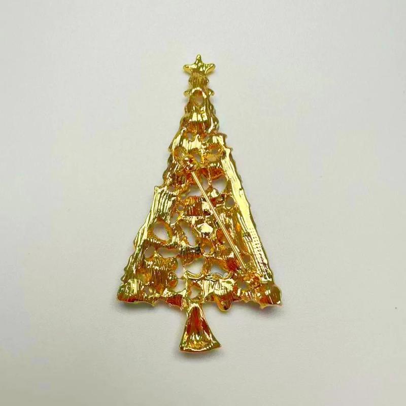 Multi-Color Rhinestones Paved Christmas Tree Brooch
