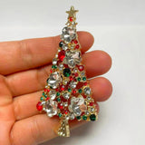 Multi-Color Rhinestones Paved Christmas Tree Brooch