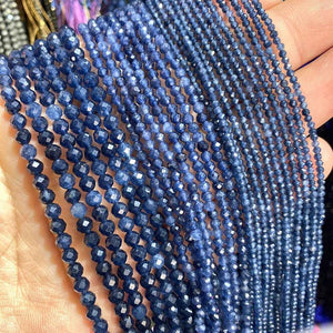 Faceted Sapphire Chalcedony Stone Beads 2-4MM