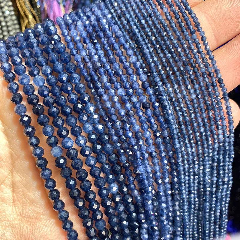 Faceted Sapphire Chalcedony Stone Beads 2-4MM