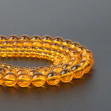 Natural Citrine Crystal Amber Glass Beads Round Beads DIY Bracelet