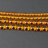 Natural Citrine Crystal Amber Glass Beads Round Beads DIY Bracelet