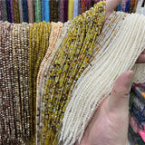 15.5%22 Faceted Natural Coffee Seed Spacer Quartz Crystal Beads
