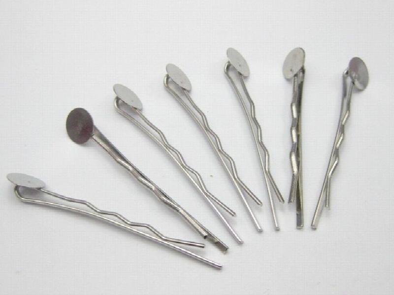 50 Silver Metal Bobby Hair Pin Clip with Pad