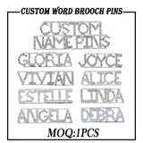 GRANDBLING bling Personalized Word Brooch Pins Crystal Custom Name Lapel Pins