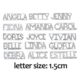 GRANDBLING bling Personalized Word Brooch Pins Crystal Custom Name Lapel Pins