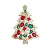 Christmas Tree Brooch w/ Colored Rhinestones