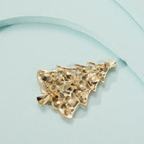 Christmas Tree Brooch w/ Colored Rhinestones