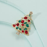 Christmas Tree Brooch w/ Colored Rhinestones