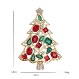 Christmas Tree Brooch w/ Colored Rhinestones