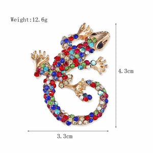 Retro Rhinestone Lizard Cardigan Brooch