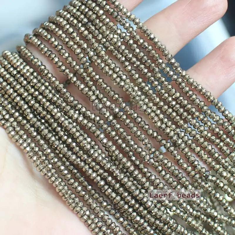 Hematite Plated Pyrite Faceted Rondelle Beads 2x3mm-3x8mm