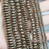 Hematite Plated Pyrite Faceted Rondelle Beads 2x3mm-3x8mm