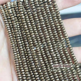Hematite Plated Pyrite Faceted Rondelle Beads 2x3mm-3x8mm