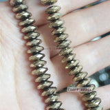 Hematite Plated Pyrite Faceted Rondelle Beads 2x3mm-3x8mm