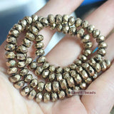 Hematite Plated Pyrite Faceted Rondelle Beads 2x3mm-3x8mm