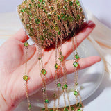 6mm Rhinestone Copper Chains Glass Bead Necklace