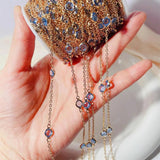 6mm Rhinestone Copper Chains Glass Bead Necklace