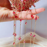 6mm Rhinestone Copper Chains Glass Bead Necklace