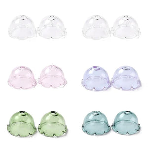 10pcs Glass Bead Cone Flower Spacer Caps for Jewelry Making