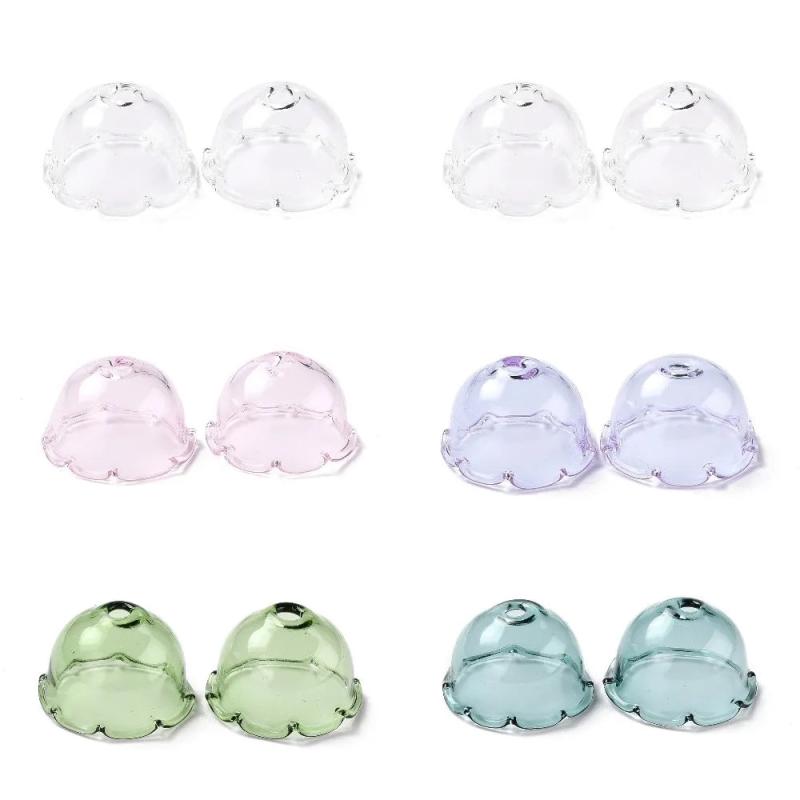 10pcs Glass Bead Cone Flower Spacer Caps for Jewelry Making