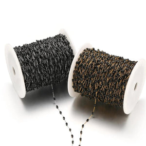 1m Stainless Steel Chain 3.5x5mm Crystal Beads Necklace Chains