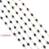 1m Stainless Steel Chain 3.5x5mm Crystal Beads Necklace Chains