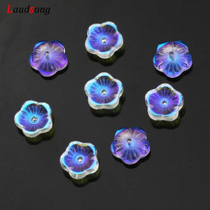 50/100pcs 8mm 10mm ABS Glass Flower Bead Caps for Jewelry Making DIY