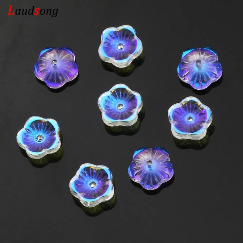 50/100pcs 8mm 10mm ABS Glass Flower Bead Caps for Jewelry Making DIY