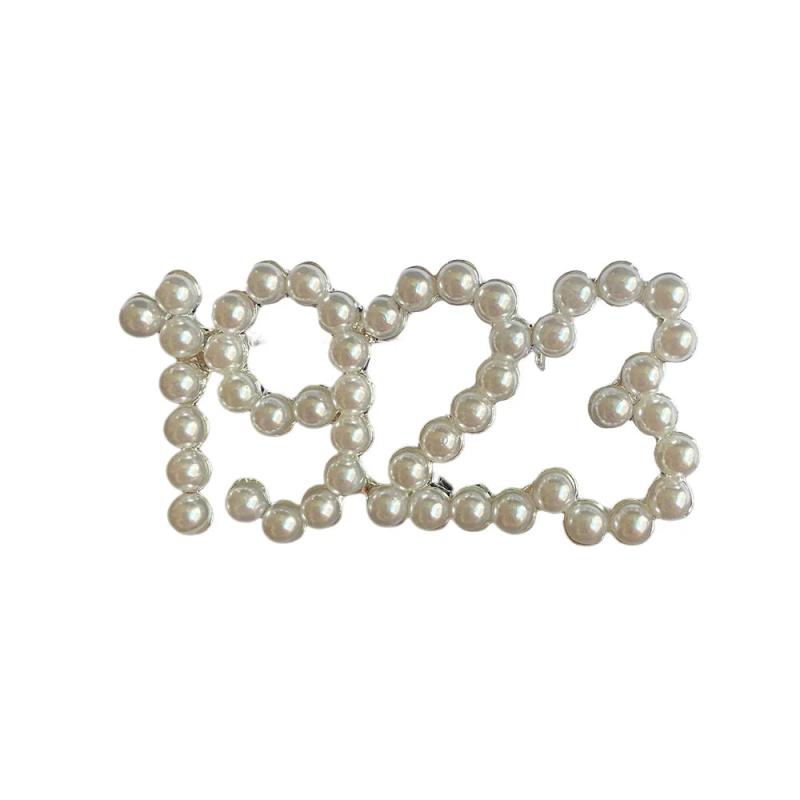 Greek Numerals 1923 Pearl Metal Brooch