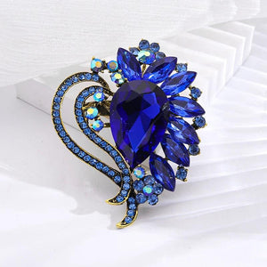 Women Big Rhinestone Brooch Lapel Pins Crystal Flower Jewelry