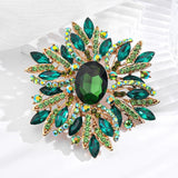 Women Big Rhinestone Brooch Lapel Pins Crystal Flower Jewelry