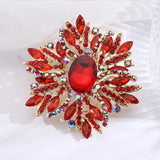 Women Big Rhinestone Brooch Lapel Pins Crystal Flower Jewelry