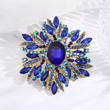 Women Big Rhinestone Brooch Lapel Pins Crystal Flower Jewelry