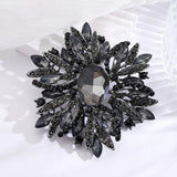 Women Big Rhinestone Brooch Lapel Pins Crystal Flower Jewelry
