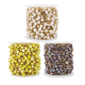 1 Meter Stainless Steel Crystal Stone Necklaces Chains Glass Beads
