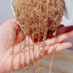 Rhinestone Pendant Chains 4mm Crystal Beads Copper Chains Glass Bead Necklace