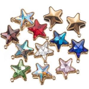 5pcs Star Pendants Crystal Glass Beads Charms Necklace Earring DIY Jewelry