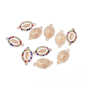 10pcs Crystal Glass Beads Virgin Mary Charms Connectors for Jewelry