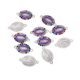 10pcs Crystal Glass Beads Virgin Mary Charms Connectors for Jewelry