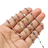Stainless Steel Charm Crystal Glass Beaded Rosary Link Chains