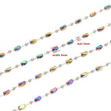 Stainless Steel Charm Crystal Glass Beaded Rosary Link Chains