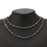 Stainless Steel Charm Crystal Glass Beaded Rosary Link Chains