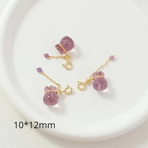 14K Copper Clad Glass Bead Gourd Money Bag Pendant Chain DIY Jewelry
